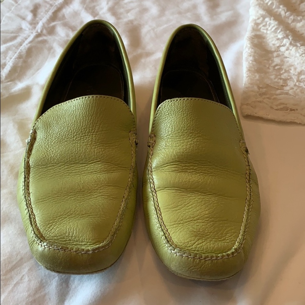 Cole Haan Green leather slip-on driving loafers